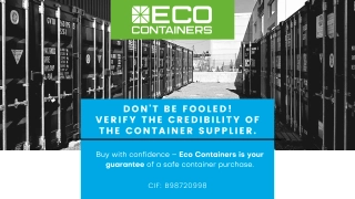 POSTER WITH GUIDELINES FOR SAFE PURCHASE OF SHIPPING CONTAINERS
